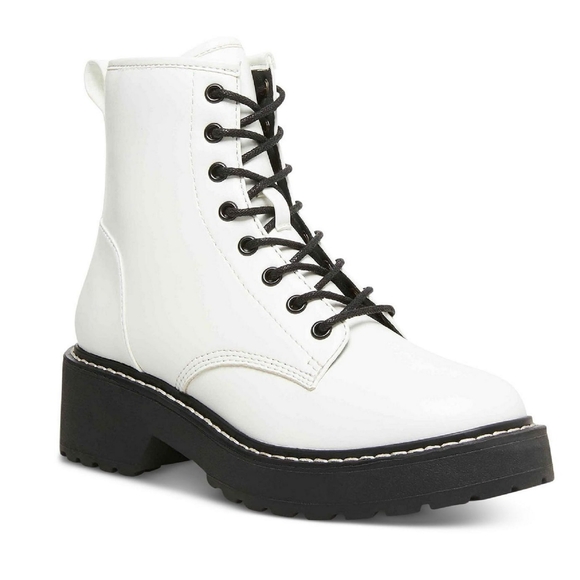 Madden Girl Women's White And Black Combat Ankle Boot. Size 8 - Picture 1 of 17